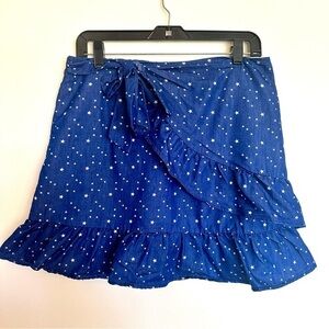Fantastic Fawn Stars Wrap Skirt With Ruffles Blue Size Medium